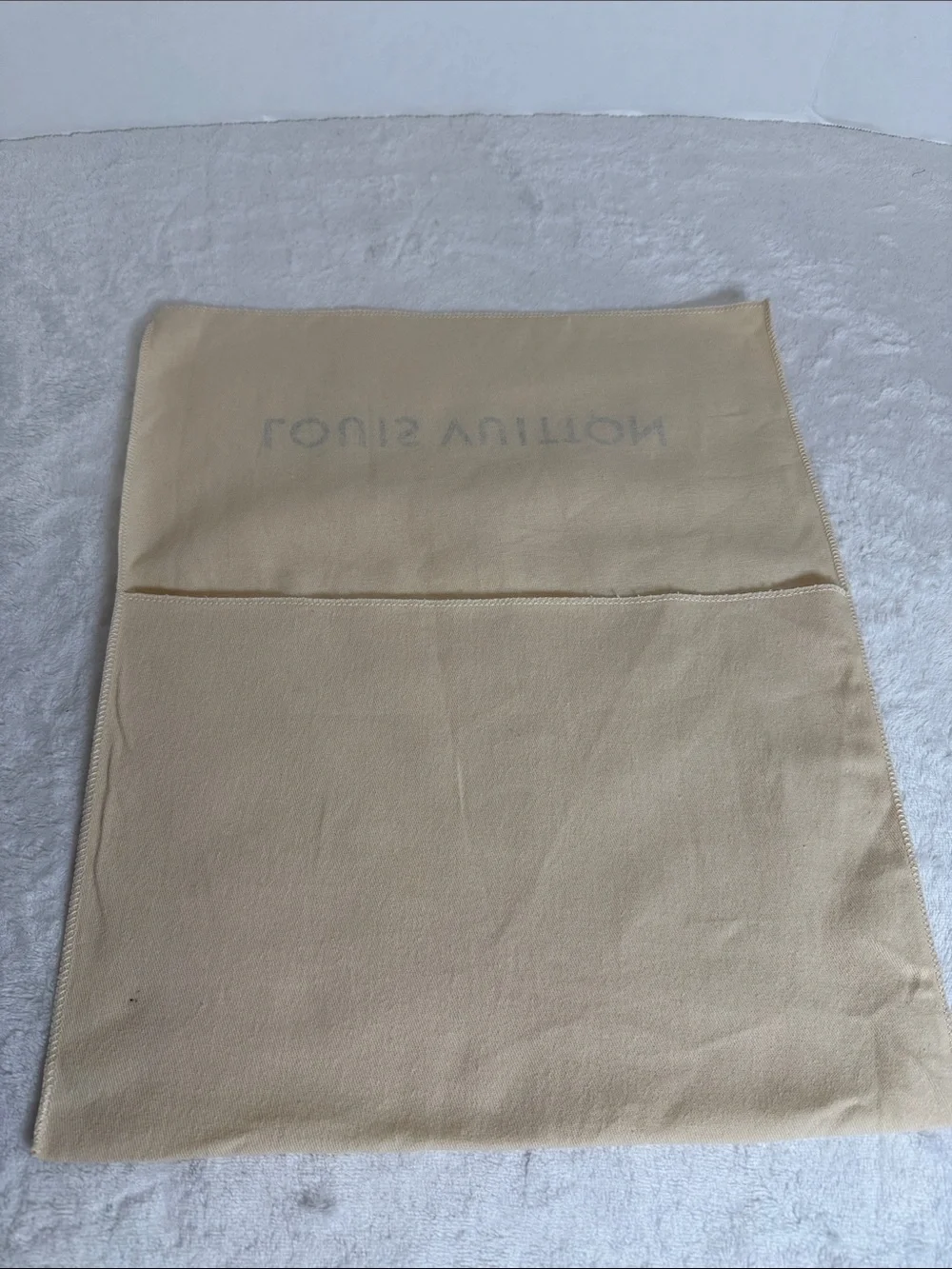 Louis Vuitton Beige Fabric Protective Pouch with Black Logo